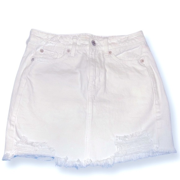 AMERICAN Eagle White Distressed Jean Skirt size XS - Picture 1 of 13